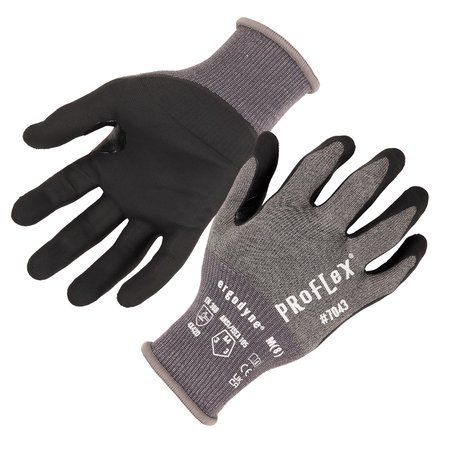 PROFLEX BY ERGODYNE Nitrile Coated CR Gloves, ANSI A4, Gray, Size L, 1 Pair 7043